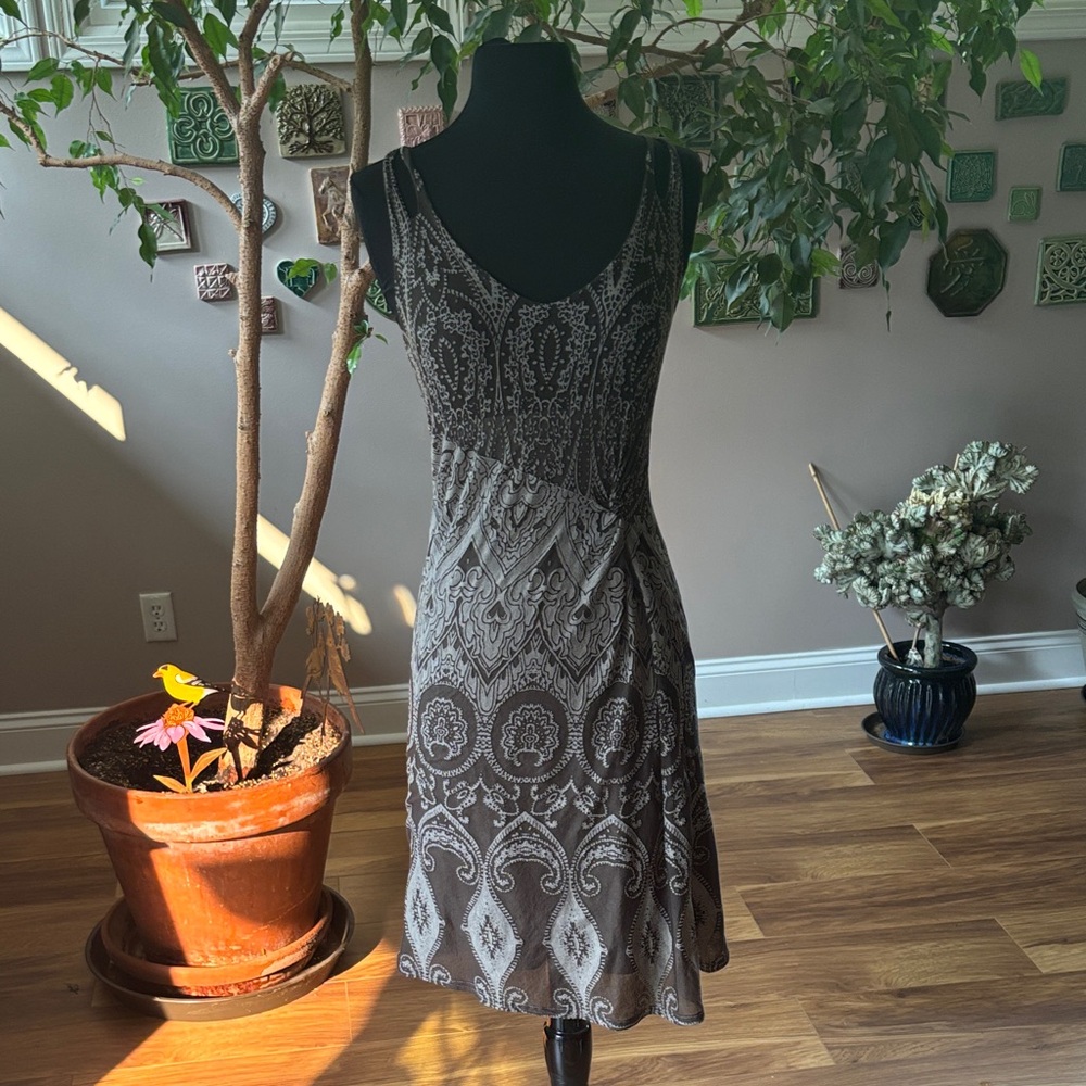 NWT Athleta Elegant Brown Patterned Dress